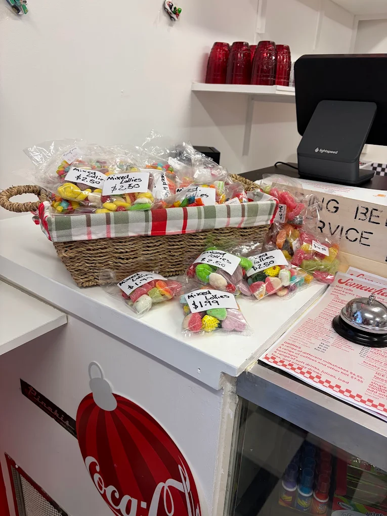 Mixed lollies and sweets display at the Somewhere to Go diner counter